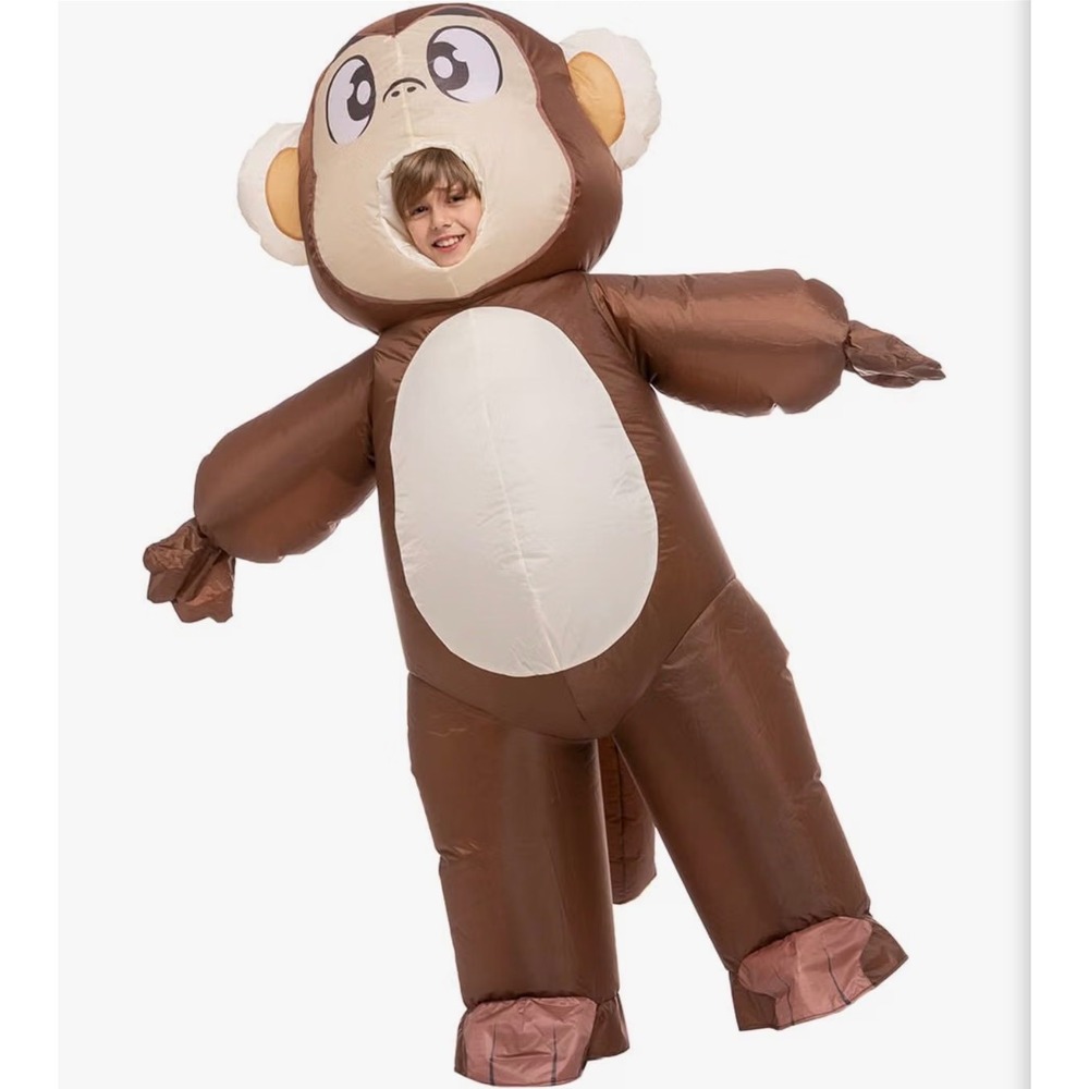 Spooktacular Creations Kids Inflatable Monkey Costume Brown Full Body Size 7-10